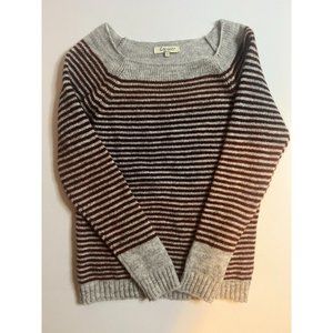 Cocogio women's sweater burgundy/gray stripped made in Italy size M